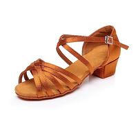 Zapatos Profesionales de Baile Latino para Mujer, Tacones Bajos de 1.3 Pulgadas para niñas, Zapatos de Baile Latino, Chacha, Salsa, Jazz, Baile, para Principiantes, Juego de práctica Marrón 40 EU