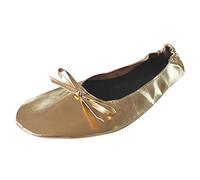 Zapatos Roll Trajes de Viaje Planos Mujeres Zapatillas de Ballet Zapatos de Ballet Baile Portátil Plegable Zapatillas de Mujer Zapatos de Mujer Plataforma, Glod., Small