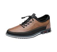 Zapatos sin cordones para hombre, suela gruesa de goma, zapatos casuales de cuero, zapatos casuales de vestir, suela suave, cómodos para caminar, primavera, verano, senderismo y exteriores, Brown, 39