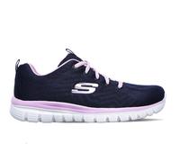 Skechers Graceful Get Connected Regular, Zapatillas Mujer, Navy Mesh Pink Trim, 36 EU