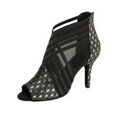 Zapatos sociales for Mujer, Botas de Baile salón, Tango Latino, Salsa, Swing, tacón Alto, Sandalias Huecas satén y Malla para Women(Black 8.5cm Heel,37)