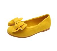 Zapatos suaves con lazo para bebé, lisos, para niños, estudiantes, danza, princesa, niñas, zapatos de verano para niñas pequeñas, Amarillo, 25 EU
