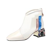 Zapatos Tacon Ancho Anchas Sandalias Anchas Mujer Fashion Casual Sandals Women'S Round Slipon Shoes Toe Breathable Women'S Sandals Sandalia Dorada Mujer Sandalia Tacon Bajo (White 37)
