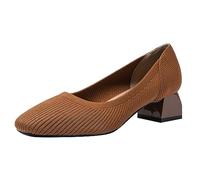 Zapatos tacón con Punta Cuadrada Punto clásico para Mujer,Zapatos Vestir Formales Informales cómodos con tacón Bloque a la Moda,Tacones Bajos Plegables para Fiesta Boda,Marrón,36 EU