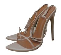 Zapatos Tacon Mujer Sandalias de tacón Alto con Tiras y Punta Abierta for Mujer, Ideales for Bailes de graduación y Noche.(Beige,37)