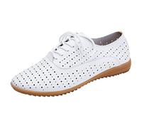 Zapatos Tai Chi para mujer, con cordones, de piel, planos, cómodos, antideslizantes, planos, para conducir, zapatos de vela, para mujer, mocasines informales, zapatillas deportivas, O blanco., 41 EU