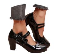 Zapatos tiroleses para mujer, con plataforma, zapatos de novia gruesos, con tirantes, tacones altos, elegantes, cómodos, zapatos de baile, con tacón para Oktoberfest, negro (schwarz 1), 35 EU