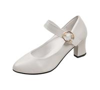 Zapatos tiroleses para mujer, zapatos tradicionales con tacón, zapatos de baile gruesos, zapatos de novia, tacón de bloque, bailarinas, elegantes zapatos para tacones, beige, 36 EU