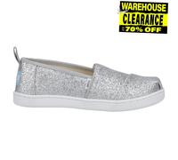 TOMS GLITTER ALPARGATA, Mocasines Planos Niñas, Blanco/Plateado, 30 EU