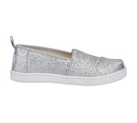 TOMS Niñas Glitter Alpargata Mocasines, Blanco Plata, 30 EU