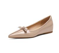 Zapatos Trabajo Cómodos Tacón Cuña Oculto Punta Afilada Slip On Mujer Bailarinas Minimalistas para Uso Diario Oficina Suela Goma,Nude,40 EU
