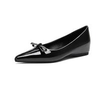Zapatos Trabajo Cómodos Tacón Cuña Oculto Punta Afilada Slip On Mujer Bailarinas Minimalistas para Uso Diario Oficina Suela Goma,Negro,35 EU