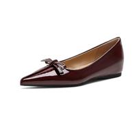 Zapatos Trabajo Cómodos Tacón Cuña Oculto Punta Afilada Slip On Mujer Bailarinas Minimalistas para Uso Diario Oficina Suela Goma,Burgundy,41 EU
