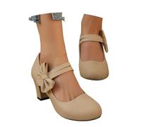Zapatos Tradicionales de Traje con tacón Grueso, Baile, Novia, Bailarinas tacón Bloque, Elegantes Hebilla Mujer.