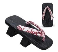 Zapatos Tradicionales Japoneses para Hombre Zuecos De Madera Geta Y Sandalias Chanclas Japonesas De Madera Sandalias Retro con Plataforma Alta(Black D,EUR41-42)