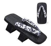 Zapatos Tradicionales Japoneses para Hombre Zuecos De Madera Geta Y Sandalias Chanclas Japonesas De Madera Sandalias Retro con Plataforma Alta(Black A,EUR39-40)