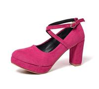 Zapatos tradicionales para mujer, elegantes, cómodos, tirolesas, con tiras de tacón en bloque, zapatos de tacón festivo, zapatos de boda, tacones altos para Oktoberfest, 02 Rosa caliente, 37 EU