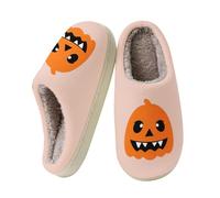 Zapatos transparentes para mujer con tacón de felpa para interiores con | Zapatillas de calabaza de Halloween para unisex espeluznantes, lindos y esponjosos, zapatos de invierno súper suaves y