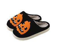 Zapatos transparentes para mujer con tacón de felpa para interiores con | Zapatillas de calabaza de Halloween para unisex espeluznantes, lindos y esponjosos, zapatos de invierno súper suaves y