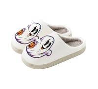 Zapatos transparentes para mujer con tacón de felpa para interiores con | Zapatillas de calabaza de Halloween para unisex espeluznantes, lindos y esponjosos, zapatos de invierno súper suaves y