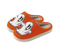 Zapatos transparentes para mujer con tacón de felpa para interiores con | Zapatillas de calabaza de Halloween para unisex espeluznantes, lindos y esponjosos, zapatos de invierno súper suaves y