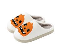 Zapatos transparentes para mujer con tacón de felpa para interiores con | Zapatillas de calabaza de Halloween para unisex espeluznantes, lindos y esponjosos, zapatos de invierno súper suaves y