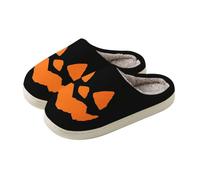 Zapatos transparentes para mujer con tacón de felpa para interiores con | Zapatillas de calabaza de Halloween para unisex espeluznantes, lindos y esponjosos, zapatos de invierno súper suaves y
