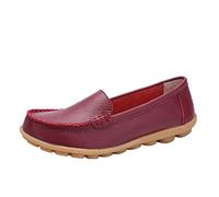 Zapatos transpirables de encaje para mujer planos zapatos casuales zapatos amarillos de las mujeres 38, Vino, 42 EU