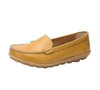Zapatos transpirables de encaje para mujer planos zapatos casuales zapatos amarillos de las mujeres 38, amarillo, 42 EU