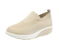 Zapatos urbanos de plataforma de cuña para mujer, tacón acanalado, de punto, sin cordones, mocasines casuales para viajes y caminatas por la ciudad