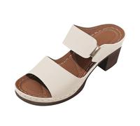 Zapatos Verano Mujer Comodos Tacones Pies Anchos Sandalias De Tacón Con Punta Abierta Y Tacón Grueso Para Mujer Sandalias De Con Para Comercio Exterior Europa Sandalia Cerradas (White 37)