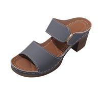 Zapatos Verano Mujer Comodos Tacones Pies Anchos Sandalias De Tacón Con Punta Abierta Y Tacón Grueso Para Mujer Sandalias De Con Para Comercio Exterior Europa Sandalia Cerradas (Grey 38)