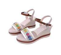 zapatos verano mujer,sandalias con cuña mujer,Women's New Summer Style Casual Open Toe Beach Sandals Versatile Fashion Sandals Sandalia Punta Cerrada (White, 37)