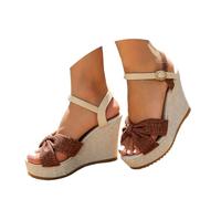 Zapatos Verano Mujer Sandalias de cuña con tira de una sola palabra para mujer, ultraligeras, informales, cómodas y versátiles. (Coffee, 37)