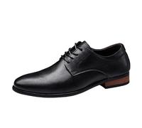 Zapatos Vestir for Hombre, Cuero Lujo, clásicos, con Cordones, for Exteriores, for Fiestas, Antideslizantes, Goma, tacón Bloque y Punta Redonda.(Noir,44.5 EU)