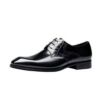 Zapatos Vestir Italianos Lujo for Hombre, Piel Becerro, con Cordones, Punta Lisa, Estilo Oxford, Informales, Formales, Impermeables, Aumento Altura