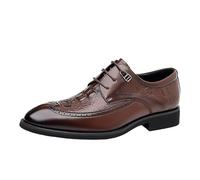 Zapatos Vestir Oxford Brogue for Hombre, Cuero Italiano, Estilo Vintage, con Cordones, Transpirables, for Fiesta, Negocios, Trabajo, Oficina, Antideslizantes.(Brown,42 EU)