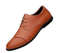 Zapatos Vestir Oxford clásicos Cuero con Punta Redonda for Hombre, cómodos, Formales, for Bodas, Negocios, Fiestas, Bailes graduación, oficinas y Eventos nocturnos.(Orange,43 EU)