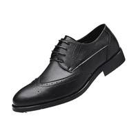 Zapatos vestir Oxford con punta ala for hombre, cuero impermeable, con punta puntiaguda, con cordones, for baile graduación, boda, antideslizantes, tacón bloque, informales y resistentes a resbalones.