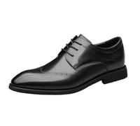 Zapatos vestir Oxford con punta brogue y punta ala for hombre, cuero francés, a la , con cordones, goma antideslizante, tacón bloque, caña baja, for baile graduación, punta redonda, for negocios(38 EU