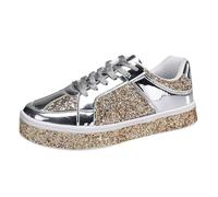 Zapatos Vintage Mujer Zapatillas Brillantes Mujer Rojas para Andar Comodos Caminar Sneakers Flamenco con Clavos Antideslizantes Leopardo Playeros Zapato Otoño Barefoot Cerradas Lona Comodas 37