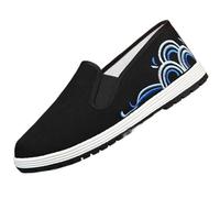 Zapatos vintage Wing Chun Kungfu con bordado tradicional negro for artes marciales(And Ocean Waves,41EU)