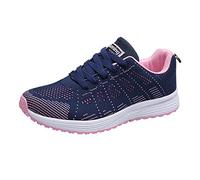 Zapatos Zapatos de Malla Que corren Fashion Mujeres Round Straps Cruz Zapatos Planos Casual Mujeres Casual Zapatos Casuales (Dark Blue, 39)