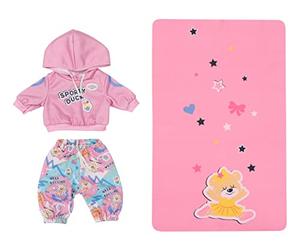 Zapf Creation Baby Born Kindergarten Ropa de Deporte - para muñecas de 36 cm - Incluye Sudadera con Capucha, Pantalones y Esterilla - Fomenta la empatía y Las Habilidades sociales - Edad: 2+ años