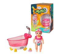 BABY born Minis Bañera con Amy 906101, Muñeca de 6,5 cm con accesorios exclusivos y cuerpo móvil para un juego realista, Adecuado para niños a partir de 3 años