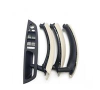 ZAPORA Juego De 7 Manijas Para Interruptores Puertas Y Ventanas Interiores Izquierda/derecha/derecha Con Funda Cuero Para X5 X6 E70 E71 2007-2014(LHD Beige-a)