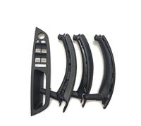 ZAPORA Juego De 7 Manijas Para Interruptores Puertas Y Ventanas Interiores Izquierda/derecha/derecha Con Funda Cuero Para X5 X6 E70 E71 2007-2014(LHD Black)