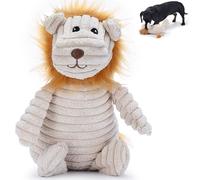 Zappi Co León marrón de Peluche con chirriador: Suave, Acanalado, Ideal para Juegos interactivos Perros pequeños y medianos.