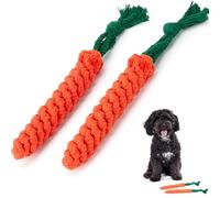 Zappi Co Paquete de 2 Juguetes masticables de Cuerda de Zanahoria para Perros (22 cm), Limpieza Dental Duradera y dentición para Perros pequeños, medianos y Grandes