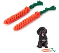 Zappi Co Paquete de 2 Juguetes masticables de Cuerda de Zanahoria para Perros (22 cm), Limpieza Dental Duradera y dentición para Perros pequeños, medianos y Grandes